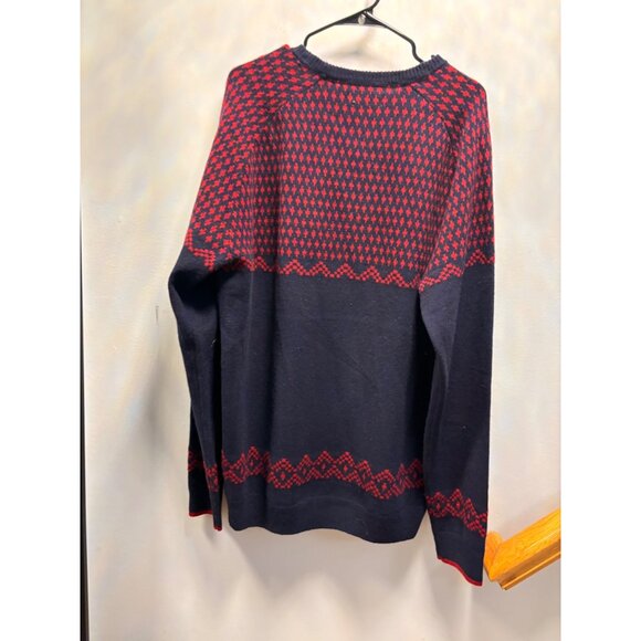 Goodthreads Mens XL Lambswool Sweater Red & Navy Fair Isle Pattern - Picture 2 of 9
